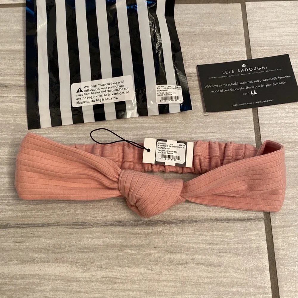 Lele Sadoughi Knotted Performance Headband Blush NWT